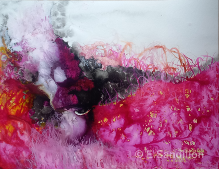 Encre sur papier 50 cm x 60 cm Elisabeth Sandillon